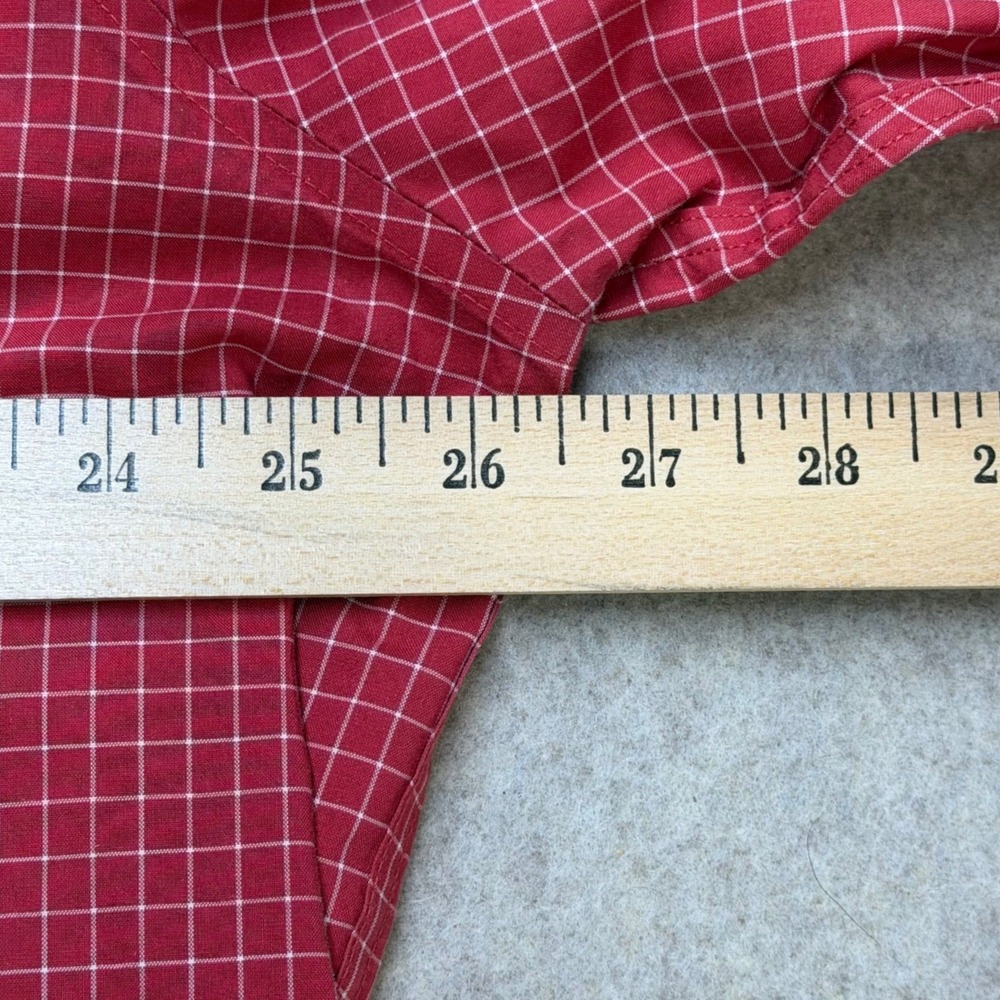 LL Bean Mens XL Red White Grid Traditional Fit Cotton Button Down Shirt Preppy - Picture 6 of 6